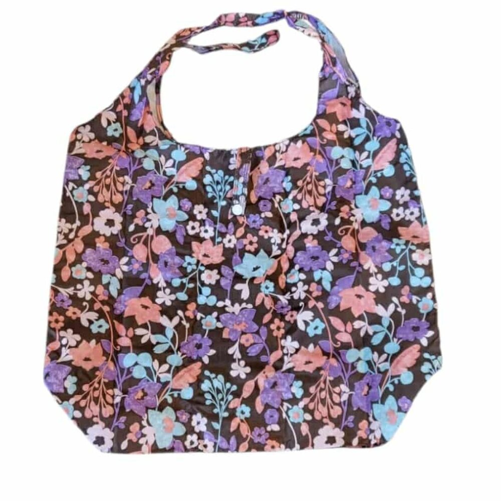 Floral Botanical Design Foldable Collapsible Shopping Bag Tote